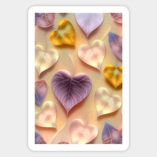 Array of translucent fall leaves shaped as hearts - Valentines theme ! Sticker